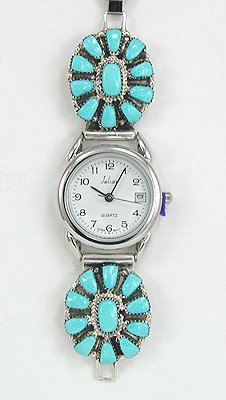 Hand made Native American Indian Jewelry; Zuni Sterling Silver Watch