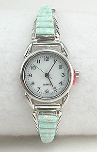 Native American Indian Jewelry; Navajo Sterling Silver Opal Watch