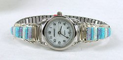 Authentic Native American Sterling Silver and Opal Watch tips by Navajo Tom Yazzie