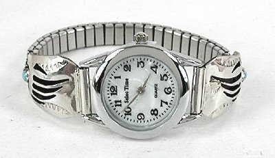 Authentic Native American Sterling Silver and Badger Watch Tips by Navajo Farlene Spencer