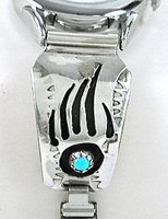 Authentic Native American Sterling Silver and Badger Watch Tips by Navajo Farlene Spencer