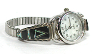 Authentic Native American Navajo Indian Sterling Silver and stone inlay Ladies Watch tips by Arlene Yazzie