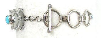 Authentic Native American Navajo Indian Sterling Silver and Turquoise Ladies Watch Bracelet