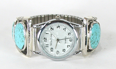 Authentic Native American Turquoise Watch Tips by Navajo artist Mike Platero