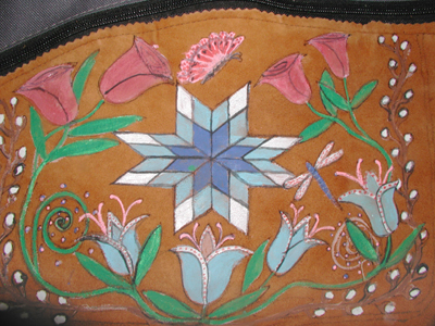 Authentic Native American nylon shoulder bag hand painted by Lakota artisan Travis Harden