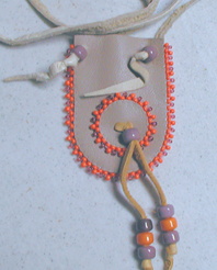 Authentic Native American Indian Small Buckskin neck bag by Lakota artisan Ina Espanoza