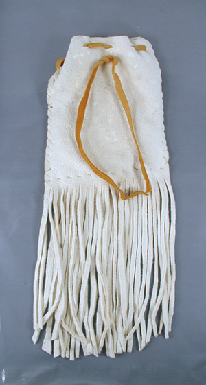 Authentic Native American Indian Buckskin bag with beaded medicine wheel by Lakota artisan Rose Little Thunder