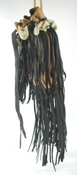 Authentic Native American Indian fringed buckskin medicine bag with faux elk teeth by Lakota artisan Anita Brown