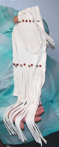 Authentic Native American Indian hand beaded fringed buckskin pipe bag by Lakota artisan Anita Brown