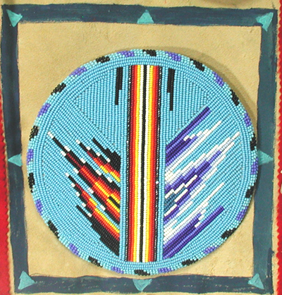 Authentic Native American Indian fringed beaded medallion buckskin purse bag by Lakota artisan Belle Star Boy