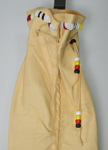 Authentic Native American Indian fringed pipe bag with quill panel and medicine wheel by Lakota artisan Tiny Pourier