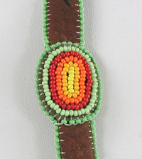 Authentic Native American handmade buckskin Neck Bag with beaded feathers and four colors medicine wheel by Navajo artisan Shannon Fast Horse 