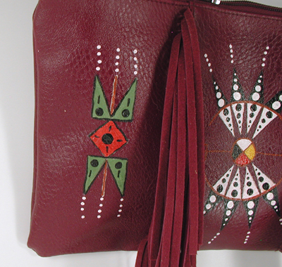 Authentic Native American handmade leather drawstring pouch with beaded turtle by Lakota Visions 