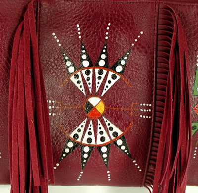 Authentic Native American handmade leather drawstring pouch with beaded turtle by Lakota Visions 