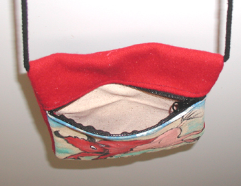 Authentic Native American handmade canvas and wool felt zipper bag with painted bison by Lakota artisan through Native West Trading Post