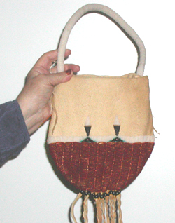 Authentic Native American leather medicine bag with hand painted buffalo skull by Lakota artisan through Native West Trading Post