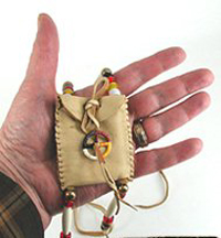 Native American Buckskin Medicine Bag with pipestone bead by Lakota Alan Monroe