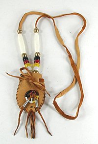 Authentic Native American Small Mediciine Bag with Quill Medicine Wheel by Lakota Artist Alan Monroe