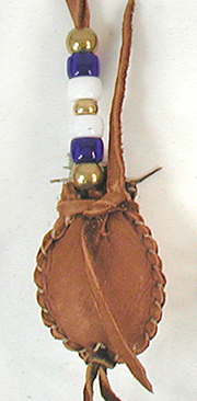 Authentic Native American saddle Buckskin Sage Bag with glass and brass beads by Lakota artisan Alan Monroe