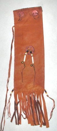 Authentic Native American  plains Indian pipe bat with sacred catlinite pipestone medicine wheel and discs by Lakota artist Alan Monroe