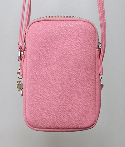 pink PU leather crossbody phone bag with sterling silver knifewing and ebellishments