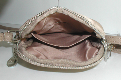 tan PU leather crossbody phone bag with sterling silver Yei and ebellishments and tassel zipper pull