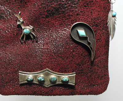 pink PU leather crossbody phone bag with sterling silver knifewing and ebellishments