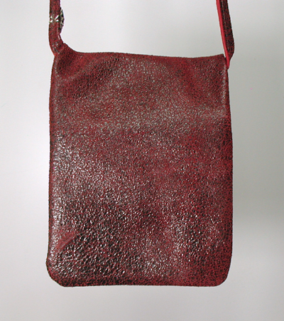red Italian leather crossbody phone bag with sterling silver and turquoise ebellishments