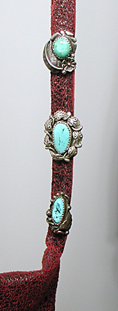 red Italian leather crossbody phone bag with sterling silver and turquoise ebellishments