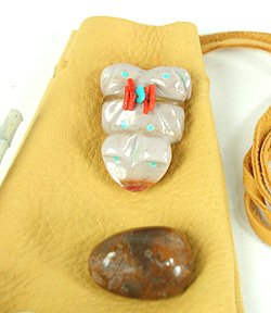 Medium Fringe Power Bag with animal totem gem stone and sage