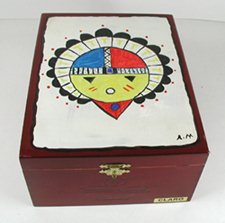 Hand painted smudge jewelry treasure box by Lakota Alan Monroe