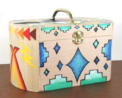 Authentic Native American Lakota Sioux Indian Box Art Smudge and Treasure Box by Lakota artisan Morning Star Zephier