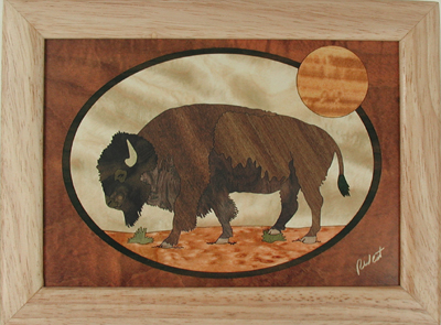 Bison marquetry small smudge or treasure box