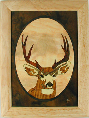 Deer marquetry medium smudge or treasure box