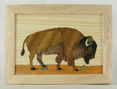 Bison marquetry small smudge or treasure box