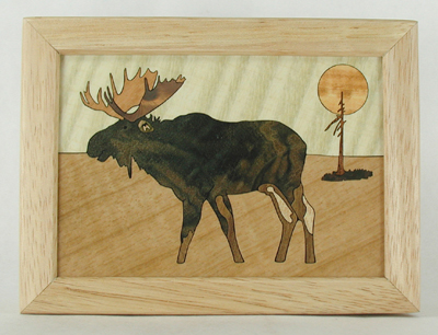 Moose marquetry small smudge or treasure box