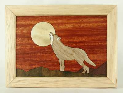 Wolf marquetry small smudge or treasure box