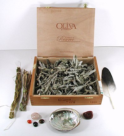 Sacred Smoke Bowl Blessing Cigar Box Smudge Kit
