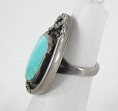 vintage sterling silver  turquoise ring size 6 1/4
