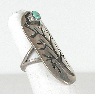 vintage sterling silver turquoise tree ring size 6 1/2