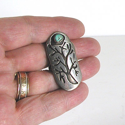 vintage sterling silver turquoise tree ring size 6 1/2