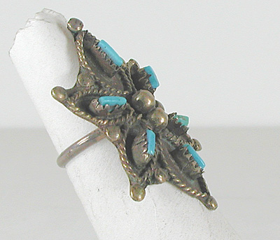 vintage sterling silver Turquoise Needle Point ring size 6 