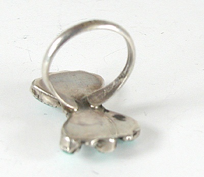 vintage sterling silver Turquoise Petit Point ring  size 6 1/2