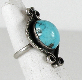 vintage sterling silver turquoise ring size 5 3/4