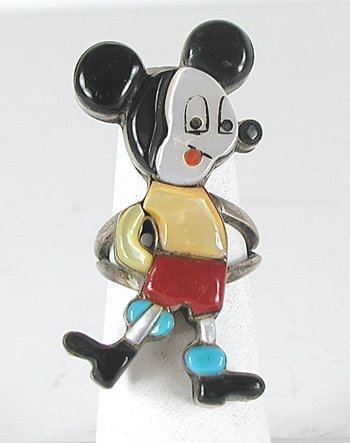 vintage sterling silver Mickey Mouse ring size 7 1/2 by Navajo artist Carol Kee