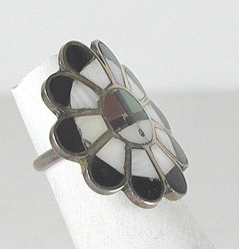 vintage sterling silver inlay Sunface ring