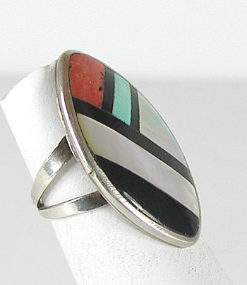 vintage sterling silver inlay ring