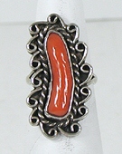vintage sterling silver and Coral Ring size 5 1/2