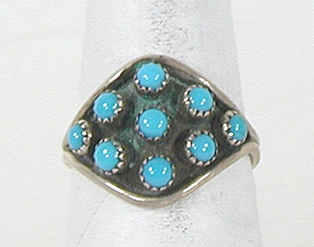 vintage Zuni sterling silver and Turquoise Cluster ring size 7 1/2