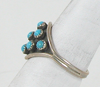 vintage Zuni sterling silver and Turquoise Cluster ring size 7 1/2